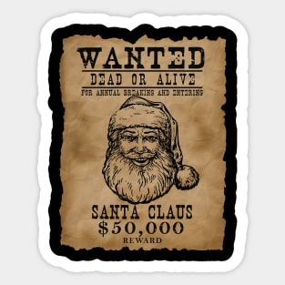 Santa Claus Wanted Poster Christmas Sticker